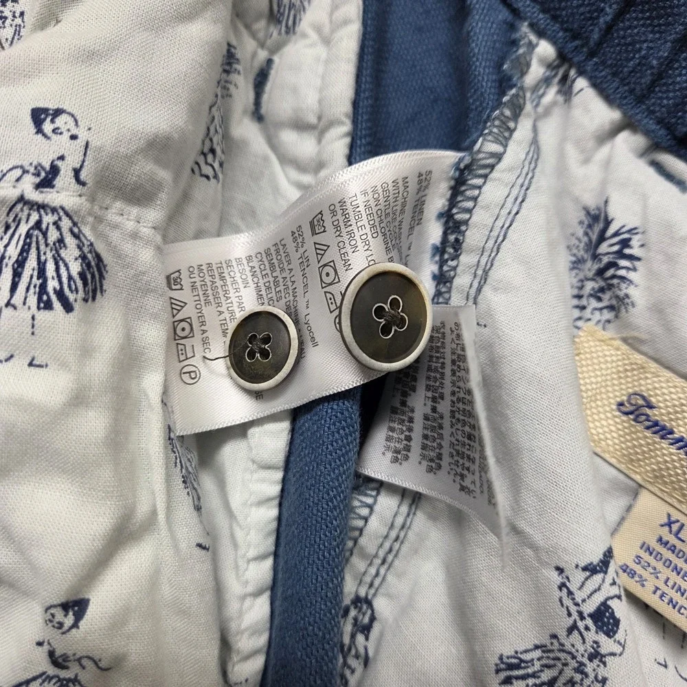 Tommy Bahama Pants Mens XL Blue Linen Tencel Blend Drawstring Relaxed Casual
